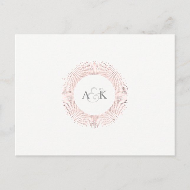 Elegant rose gold monogram save the date postcard (Front)