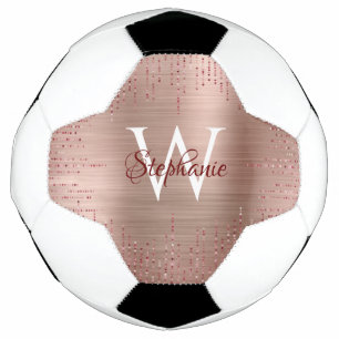 Elegant Rose Gold Monogram Sparkle Football