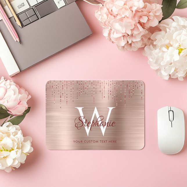 Elegant Rose Gold Monogram Sparkle Mouse Mat (Elegant Rose Gold Monogram Sparkle Mouse Pad)