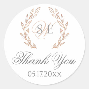 Elegant Rose Gold Monogram Wedding Sticker