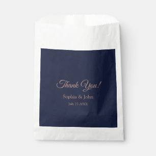 Elegant Rose Gold Navy Blue Wedding Favour Bags