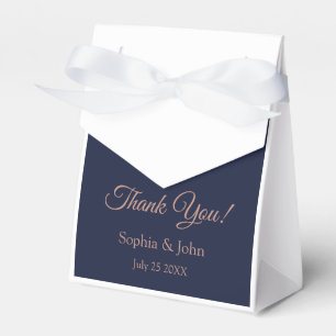 Elegant Rose Gold Navy Blue Wedding Favour Box