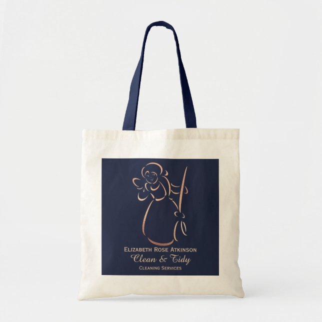 Elegant Rose Gold Navy Cleaning Business  Tote Bag (Front)