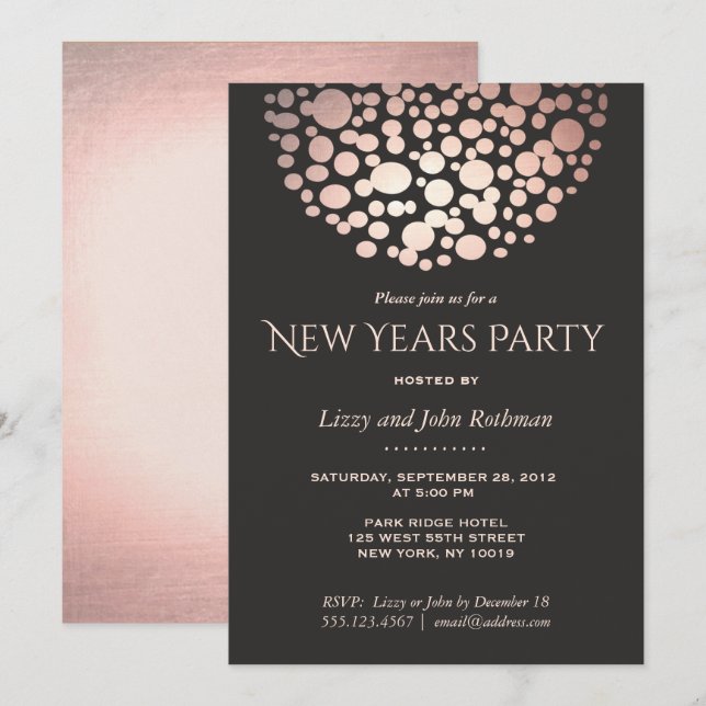 Elegant Rose Gold New Year's Eve Party Invitation (Front/Back)