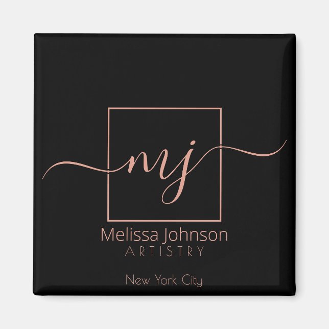 Elegant Rose Gold on Black Magnet (Front)