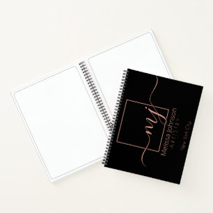 Elegant Rose Gold on Black Notebook