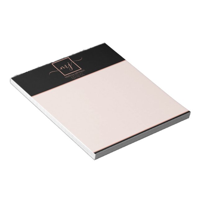 Elegant Rose Gold on Black  Notepad (Angled)