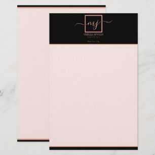Elegant Rose Gold on Black  Stationery