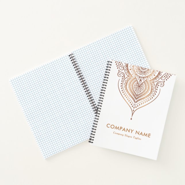 Elegant Rose-Gold Paisley Ornament Notebook (Inside)