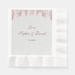 Elegant Rose Gold Palm Leaves Wedding Napkin