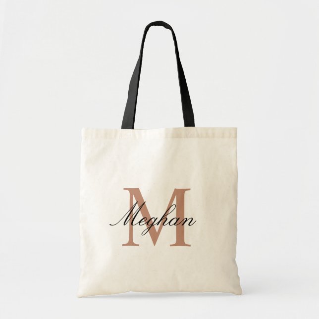 Elegant Rose Gold Personalised Monogram Tot Bag (Front)