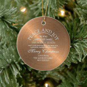 Elegant Rose Gold - Pesonalised Photo - Christmas  Ceramic Tree Decoration