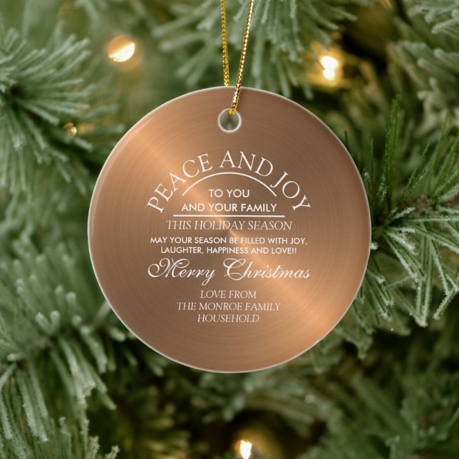 Elegant Rose Gold - Pesonalised Photo - Christmas  Ceramic Tree Decoration (Tree)