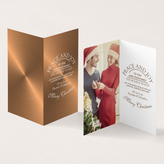 Elegant Rose Gold Photo Christmas Cards (Inside and Outside)