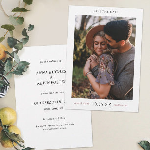 Elegant Rose Gold Photo Save the Date Wedding Card
