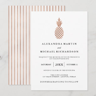 Elegant Rose Gold Pineapple Wedding Invitation