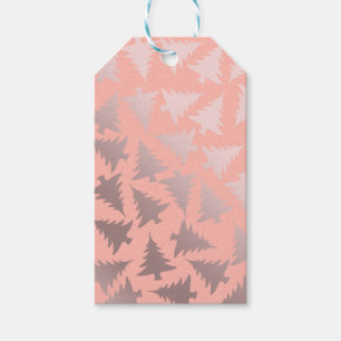 Elegant Rose Gold & Pink Christmas Tree Pattern Gift Tags