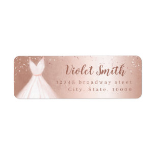 Elegant rose gold pink dress return address