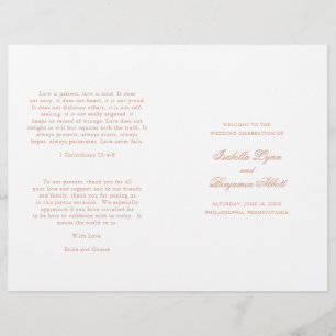 Elegant Rose Gold Pink Folded Wedding Program