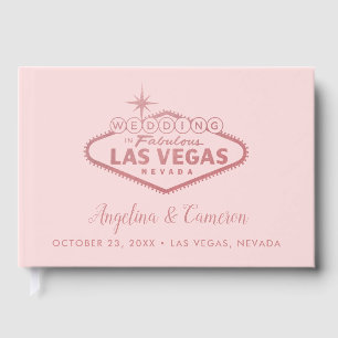 Elegant Rose Gold Pink Las Vegas Wedding Guest Book