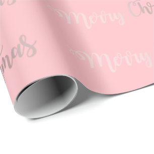 Elegant Rose Gold & Pink Merry Christmas Pattern Wrapping Paper
