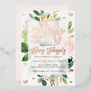 Elegant Rose Gold Pink Peach Bloom 30th