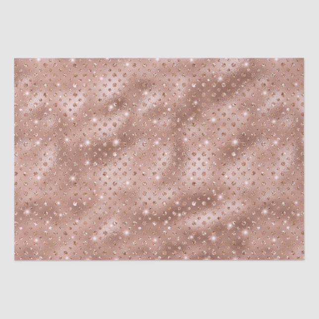 Elegant Rose Gold Polka Dot Metallic Glitter Tissue Paper (Front)