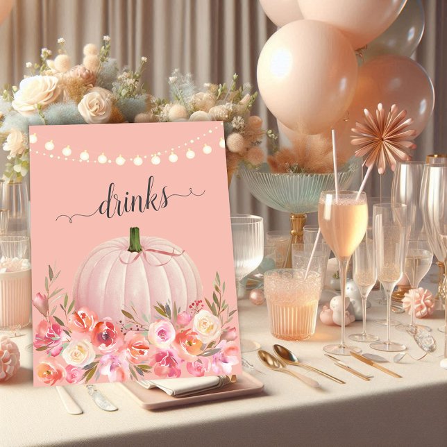 Elegant Rose Gold Pumpkin Baby Shower Drinks Poster (Creator Uploaded)