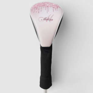 elegant rose gold purple glitter drip golf head cover