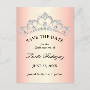 Elegant Rose Gold Quinceanera Save The Date Postcard