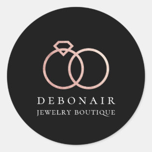 Elegant Rose Gold Ring Logo Personalised Classic Round Sticker