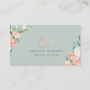 Elegant Rose Gold Rings Floral Business Card
