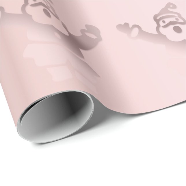 Elegant Rose Gold Santa Claus Christmas Pattern Wrapping Paper (Roll Corner)