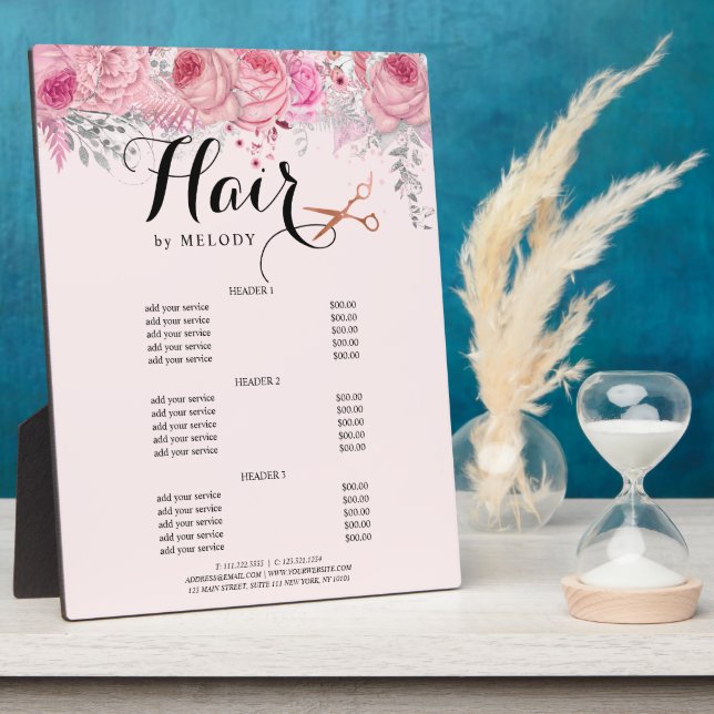 Elegant rose gold scissors hairstylist cervices plaque (Side)