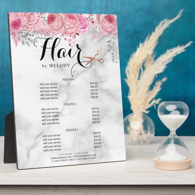 Elegant rose gold scissors hairstylist cervices plaque (Side)