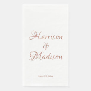 Elegant rose gold script Custom Date Wedding Napkin