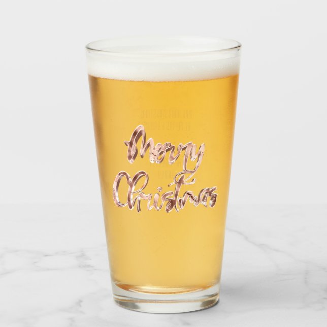 Elegant Rose Gold Script Merry Christmas Glass (Front Filled)