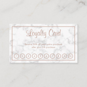 Elegant Rose Gold Script Modern Marble Business Loyalty Card