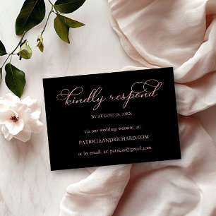 Elegant Rose Gold Script Online Wedding RSVP Card