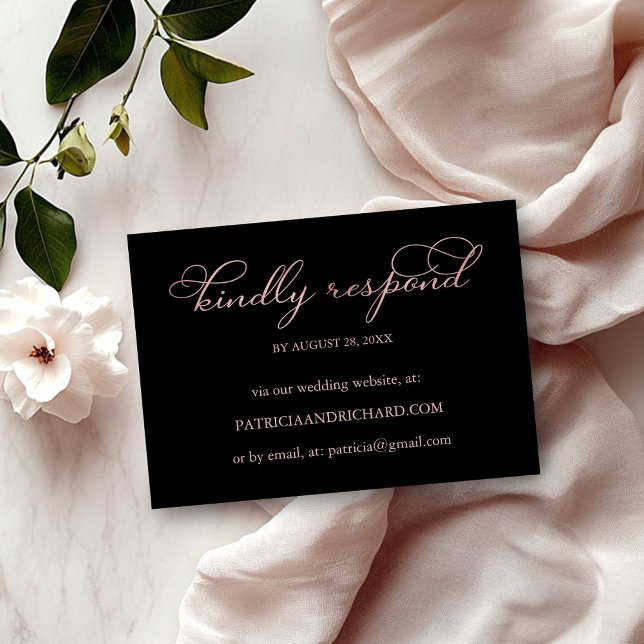 Elegant Rose Gold Script Online Wedding RSVP Card (Creator Uploaded)