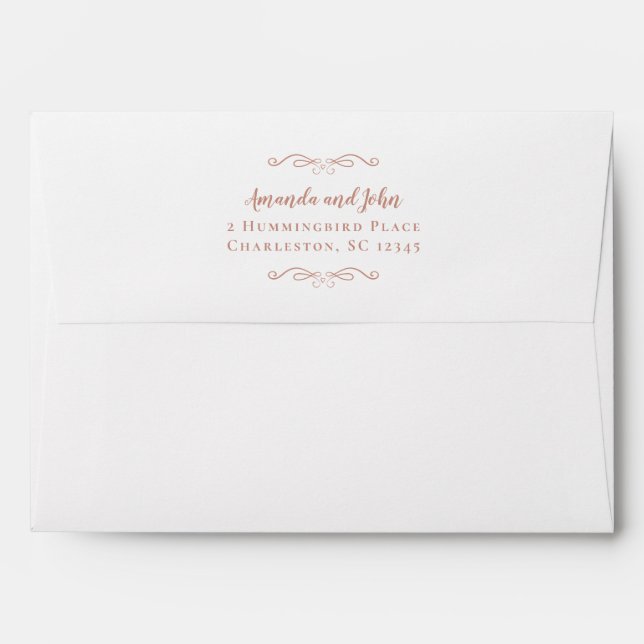 Elegant Rose Gold Script Return Address Wedding Envelope (Back (Top Flap))