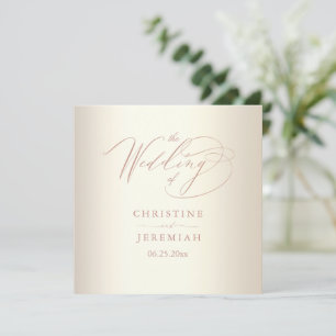 Elegant Rose Gold Script Shiny Champagne Wedding Programme