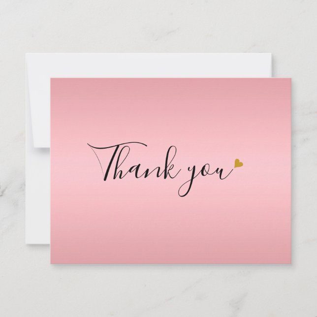 Elegant Rose Gold Script Thank You Card (Front)