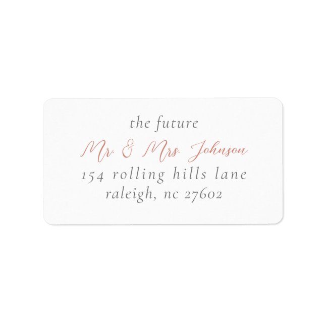 Elegant Rose Gold Script Wedding Return Address Label (Front)