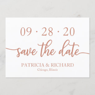 Elegant Rose Gold Script Wedding Save The Date Invitation