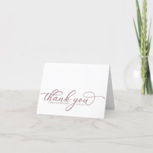 Elegant Rose Gold Script Wedding Thank You Cards