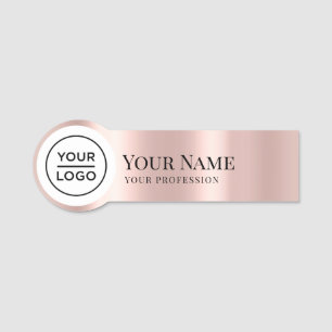 Elegant Rose Gold Shaped Employee Pin Logo Name Tag