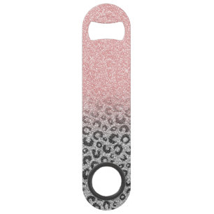  Elegant Rose Gold Silver Glitter Leopard Print