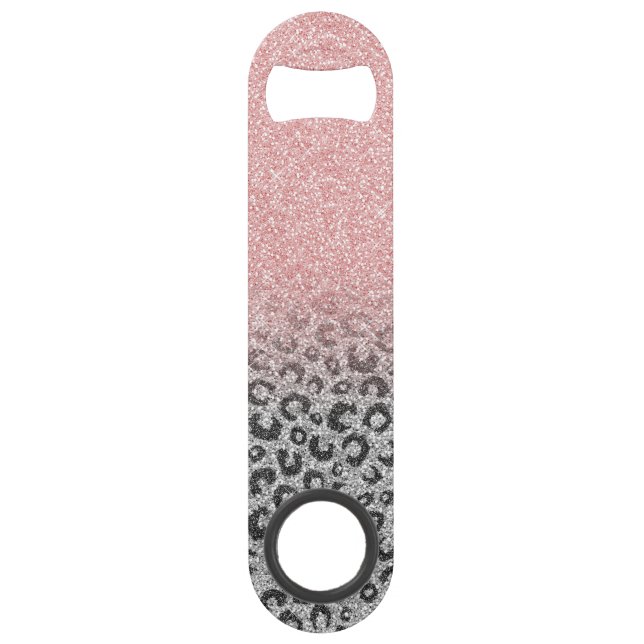  Elegant Rose Gold Silver Glitter Leopard Print (Front)