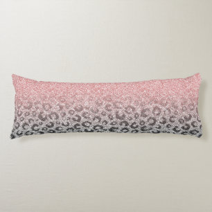 Elegant Rose Gold Silver Glitter Leopard Print Body Cushion